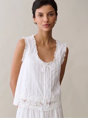 NWT Sorella Vanya Cotton Lace Trim Few Moda Top Size Small
